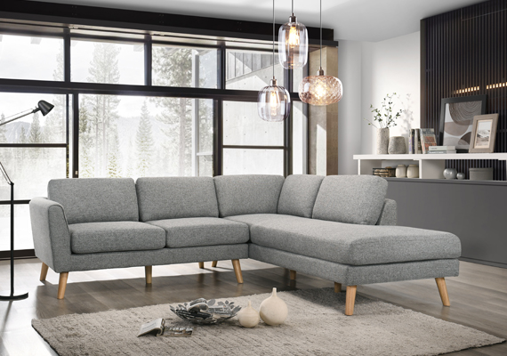 Fellis Sofa Series - This comfortable fabric lounge made by fine quality texture fabric, coil spring seat comfort plus solid round tapered cone Rubberwood leg call attention to its casual contemporary look.